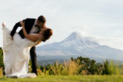 Mt. Hood with a wedding couple dipping