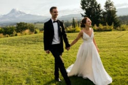 Couple celebrating after their Mt. Hood Organic Farms wedding