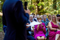 mother of the groom tearing up during wedding ceremony