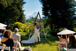 first kiss in front of the altar at mt. hood organic farms