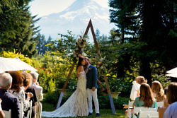 mt. hood organic farms wedding couple after their ceremony