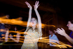 wedding guests dancing during a reception