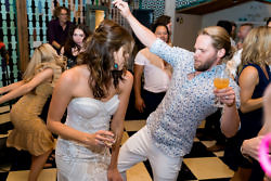 bride and groom dancing at their mt hood organic farms wedding reception
