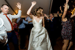 Bride dancing as she enjoys her Oregon wedding reception.