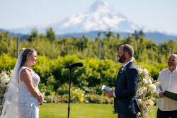vow exchange at mt hood at The Orchard wedding venue